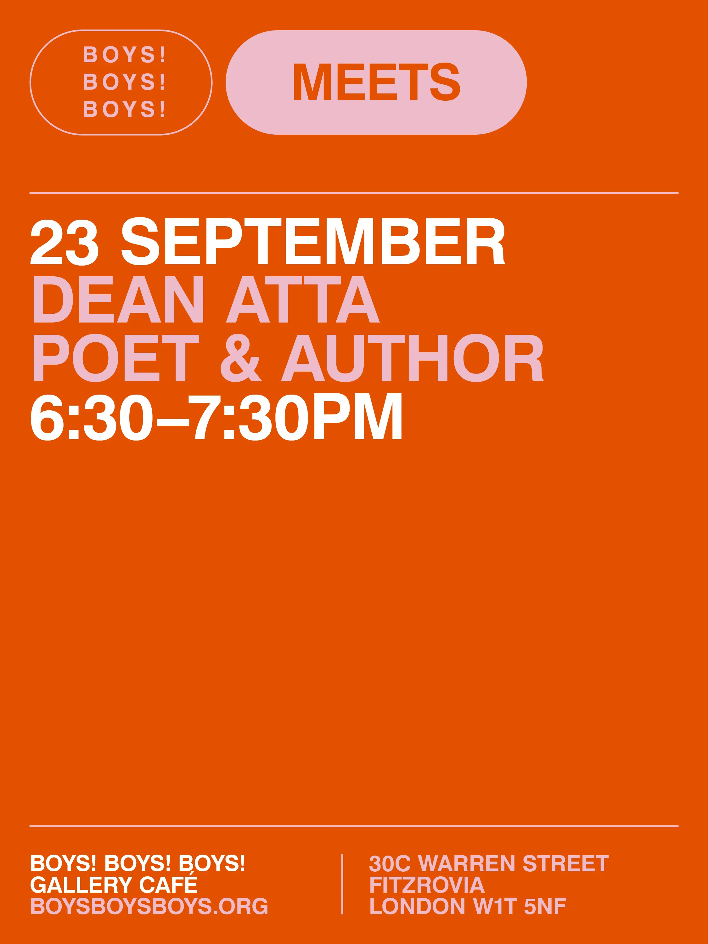 23 September - Dean Atta, Poet & Author